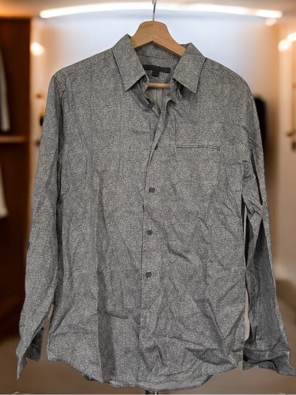 John Varvatos 100% cotton Men's Long-Sleeve Button-Up Shirt in Grey Small - Picture 2 of 6